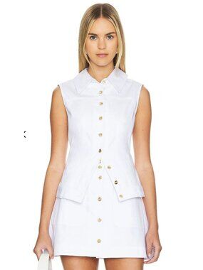 Matthew Bruch White Collared Button Down Vest NWT - Size 2